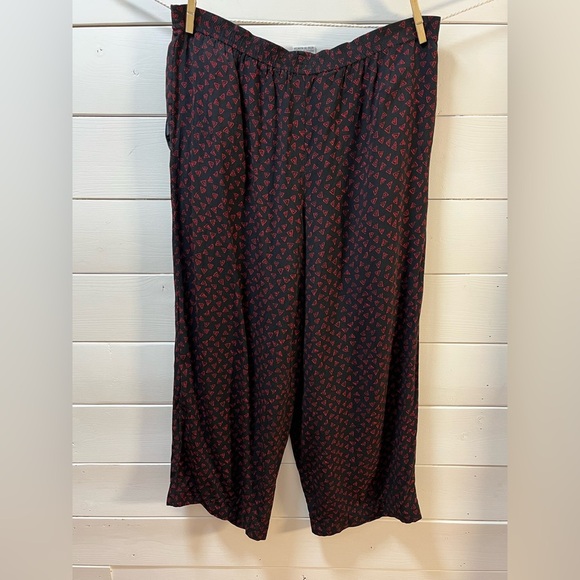 RENA ROWAN for SAVILLE STUDIO Black & Red Print Pants - Size 12 (Run Large) - Picture 5 of 9